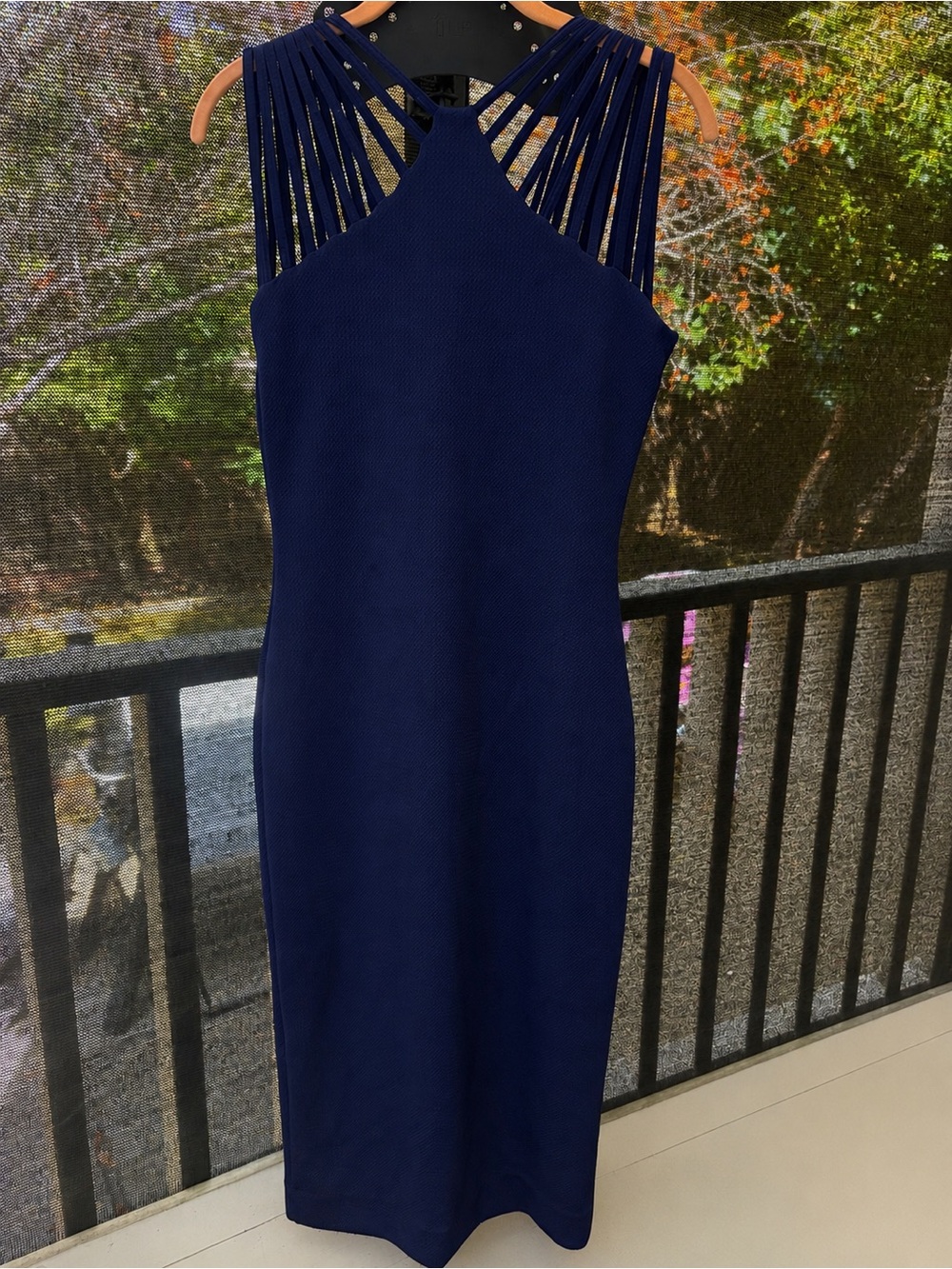 Navy Strappy Halter Midi Dress - Women